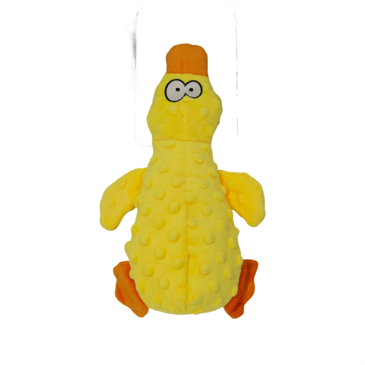 JACK AND VANILLA, Interactive Duck Plush Dog Toy 25 cm Yellow, Stimulates Play, Resistant and Washable, Ideal for Small and Medium Dogs, Attractive Design, Bubble Plush Model