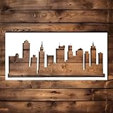 City Building Stencil Template - Reusable Skyline Inspirational Street Art Graffiti Stencils for Painting on Wood, Glass, Wall, Rock, Walls, Canvas, Glassware, Airbrushing, Spray Painting (5 x 11)