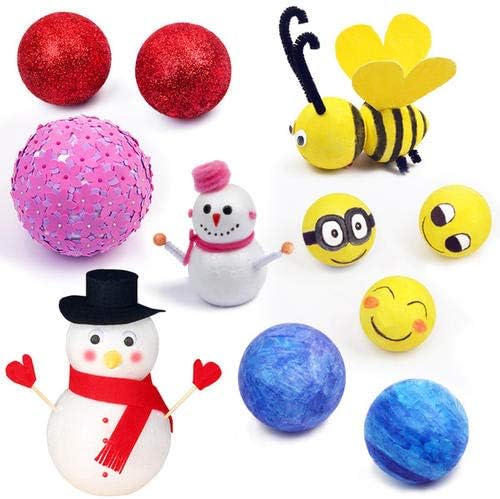 Crafare 28pc 2 Inch White Craft Foam Balls Round Smooth Polystyrene Ball for Holiday Summer Gift Crafts Making and School Arts Projects