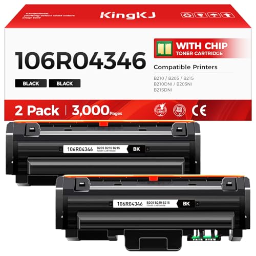 B205 B210 B215 High-Yield Toner Cartridge Black 2-Pack Replacement for Xerox 106R04346 106R04347 Toner Compatible with Xerox B210 B205 B215 B210DNI B205NI B215DNI Laser Printer Ink All-in-One Copier