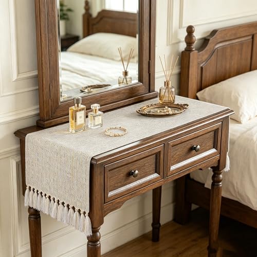 Sofevaim Boho Table Runner 48 Inch, Beige Macrame Dresser Runner - image 5