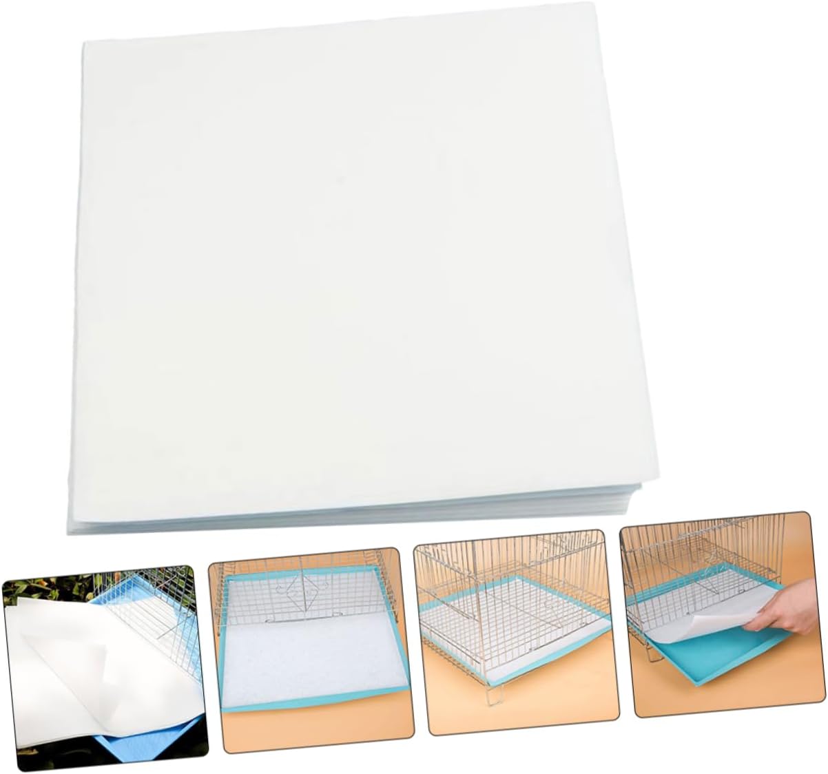 100Pcs Bird Cage Liner Papers Disposable Absorbent Cage Paper Mats for Easy Cleaning Thickened Cushion for Parrots Cockatiels and Finches