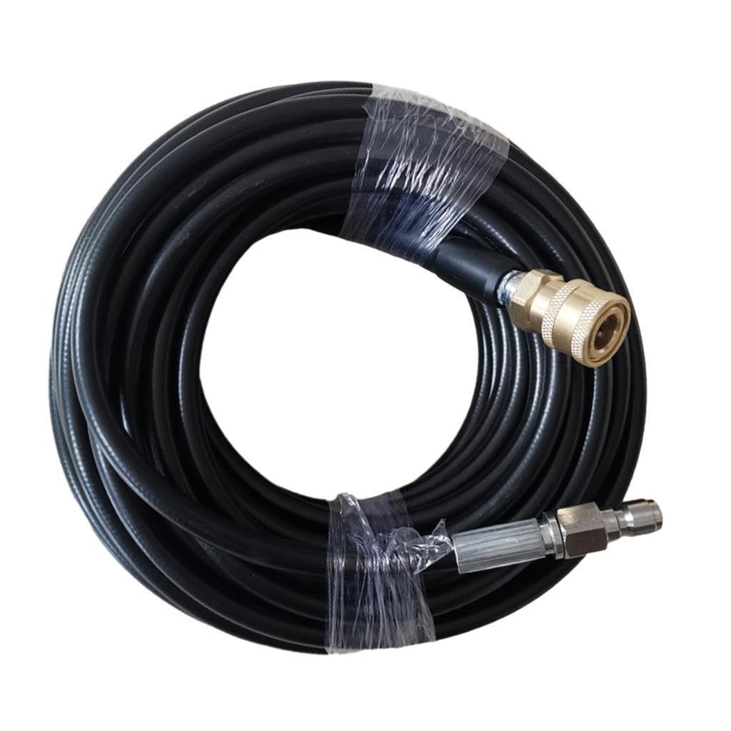 Manguera de hidrolavadora de 1/4 de pulgada y 20 m de largo. Excelente manguera de repuesto para soluciones de limpieza eficientes. Conexión rápida de hidrolavadora de