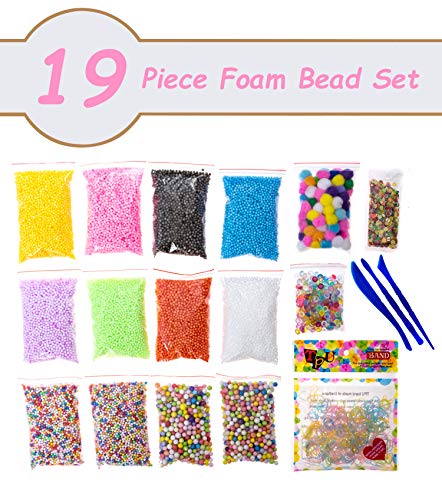 Sokoni Foam Beads Balls for DIY Slime, 19 PCS Decorative Floam Slime Beads for Arts Crafts, Homemade Slime, Fruit Flower Candy Slices - for Nail Art for Student Children Kids Birthday Gifts