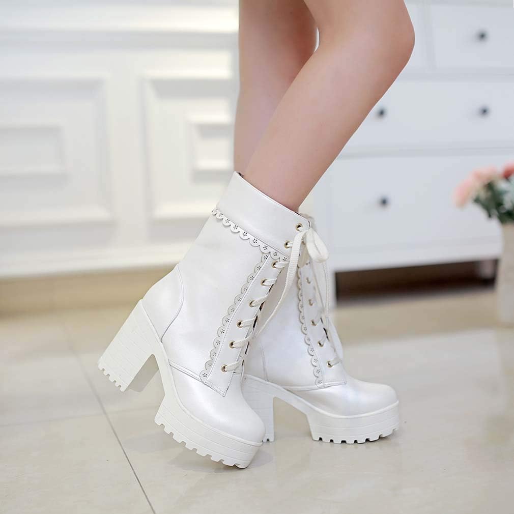 Elyffany Lolita High Heeled Boots Cosplay Lace Sweet Lady Shoes Fashion Brogue Shoes - Image 5