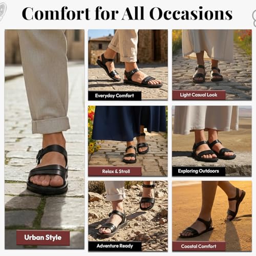 Image of Holy Land Market Men /Women Biblical Jesus Leather Sandals /Slides From Jerusalem (Samaria Style I)