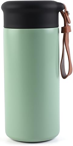 Termo Cafe, 300 ml Travel Mug, Bolso Portátil Vaso Termico Cafe, Hermético, Mantiene Bebidas Calientes o Frías, Apertura de 360°, Libre de BPA (Verde Moderno)