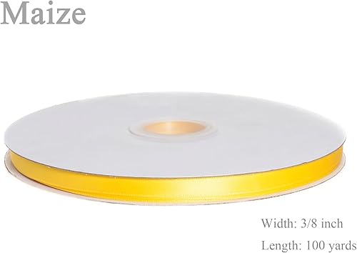 Vista 89 de Cinta de satén de poliéster de doble cara de color sólido, 1 pulgada de ancho, 100 yardas de largo, perfecta para bodas, envoltura de regalos, Oro