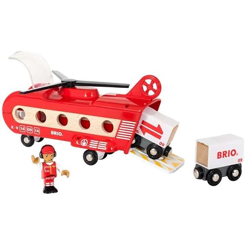 BRIO World 33886 - Cargo Helicopter - Premium Wooden Train Toy | Safe and Durable | Compatible with All Sets | Fun for Toddlers and Kids | Includes Figure and Accessories