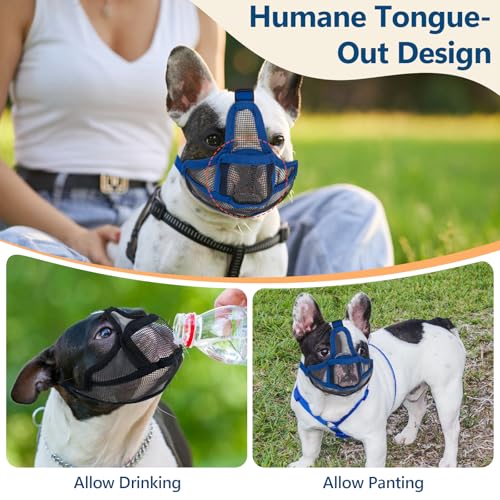 Maulkorb Hunde mit Kurzer Schnauze für Französische Bulldogge und Pitbulls, Abgeflachter Schnauze Hunde Maulkorb für Shih Tzu und Mops, Anti Beißen Kauen Bellen, ermöglichen Atmen und Trinken (Rot,S)