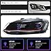 MUSM Headlights Compatible For VW POLO GTI 2010-2018 DRL Day Running Light Head Lamp LED Bi Xenon Bulbs Fog Lights Tuning POLO TSI Car Accessory(TSI,LHD_CARBON LOOK_2 LIGHS)
