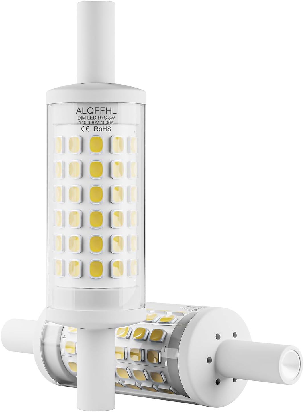 R7S 78mm LED Bulb 8W, Dimmable J Type Double Ended Flood Light(80W Halogen T3 Replacement), 120V 800 lm, Wall Security Floor Standing Torchiere Lamp for Work and Home, Pack of 2(4000K Natural White)