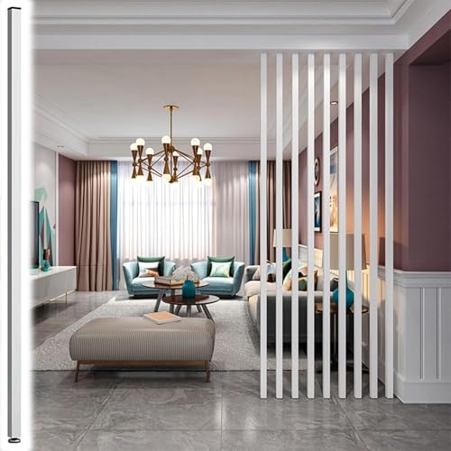 Moderno panel de pared de madera blanca para decoración de entrada, diseño simple de listones de 125 cm, 1 partición de privacidad, elegante decoración del hogar.