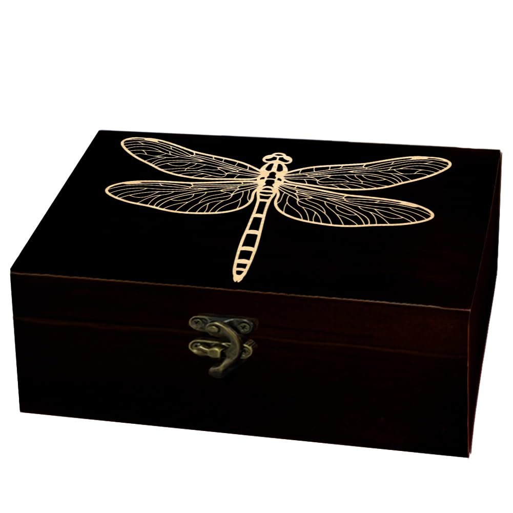 arricraft Dragonfly Rectangle Divination Wood Storage Box with Lid — image 1