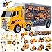 Car-Truck-Toys,Upgraded 25 in 1 Engineering Die-cast Construction Car Toy Set Play Vehicle in Carrier Trucks Gifts Car Toy for 3 4 5 6 7 Year Old Boys Kids Toddlers Girls by ALOTJOY