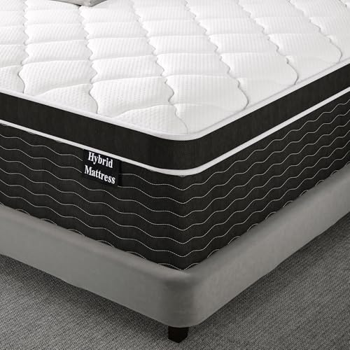 10 Inch Queen Mattress in a Box, Cooling & Breathable Medium Firm Mattress with Gel Memory Foam and Pocket Springs for Queen Size Bed, 100 Night Sleep Trial, CertiPUR-US Certified