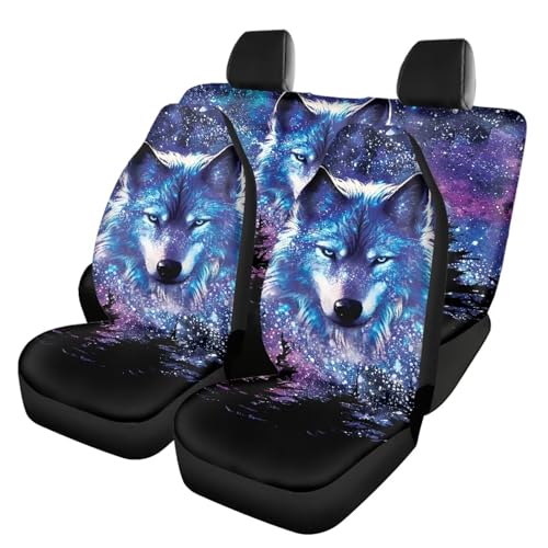 Housses de siège de voiture Wolf Galaxy avant arrière en polyester