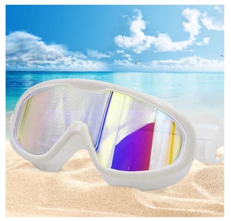 Prakal Adult Swimming Goggles,Polarized Open Water Goggles Swimming Anti Fog UV Protection No Leakage Clear Vision Easy to Adjust for Adults Men Women Teenagers (White)
