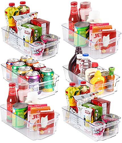 Utopia Home Set of 6 Pantry Organizers-Includes 6 Large Organizers-Organizers for Freezers, Kitchen Countertops and Cabinets - Clear Plastic Pantry Storage Racks