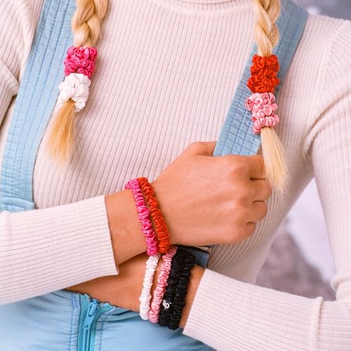 Image of slip Skinny Scrunchies in Holiday Cracker Packaging: Anti-Crease, Anti-Breakage Slipsilk Design Protects Delicate Hair | Includes 10 Pure Silk Scrunchies, Jean