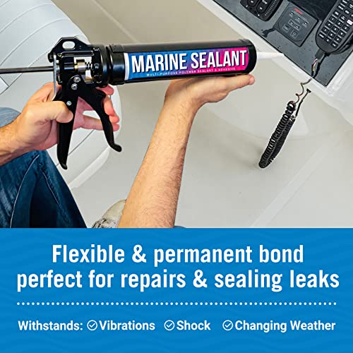 Image of Marine Sealant and Adhesive, Waterproof Marine Grade Caulk, High Temp | Water Sealant for Boat, Auto, RV, Without Silicone, 1 Tube, Clear, 10 oz
