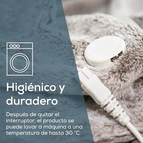 Miniatura 6 de Beurer Hd 75 Manta Eléctrica Nórdico, Manta Térmica De Peluche Con Aspecto De Piel, 6 Ajustes De Temperatura, Lavable A Máquina, Con Desconexión Automática, Beige Marrón, 180 X 130 Cm