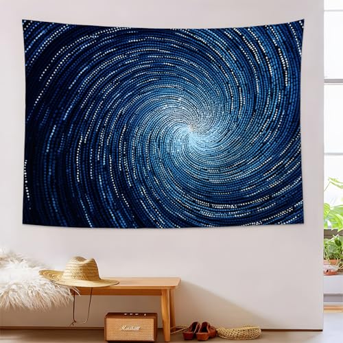 Décoration esthétique abstraite bleu marine grand drapeau mural 180x230cm pour salon et dortoir