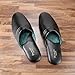 PAMIR Men's Genuine Leather Scuff Slippers with Memory Foam Insole and Leather Outsole Size US 11 M Black