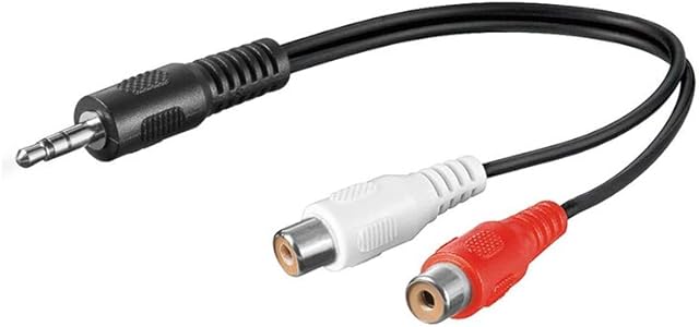 Goobay 50600 3.5 mm Audio Cable Adapter, Male to Stereo RCA Female, Black, 0.2 m Cable Length