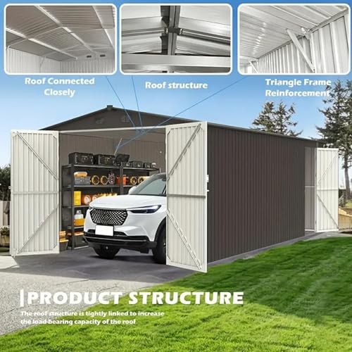 10×20-Garage-Shed-Metal-Building-with-2-Lockable-Doors-and-4-Air-Vents-Large-Sheds-Outdoor-Storage-Clearance-Prefab-Metal-Garage-Building-for-Car-Truck-Tool-Lawnmower-Dark-Gray 10×20 Garage Shed Metal Building with 2 Lockable Doors and 4 Air Vents Large Sheds Outdoor Storage Clearance Prefab Metal Garage Building for Car Truck Tool Lawnmower Dark Gray