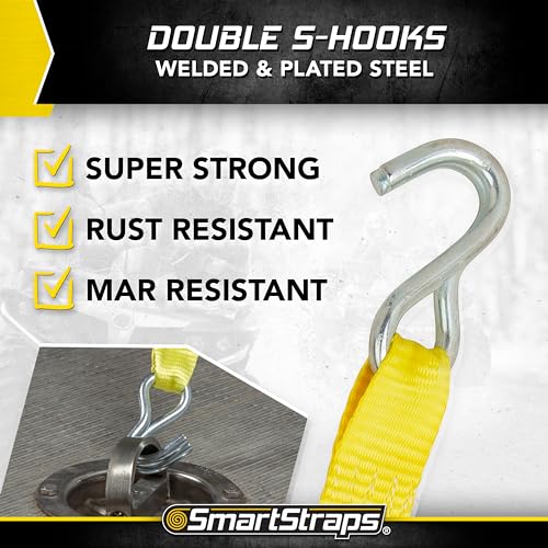 SmartStraps 14’ Commercial Ratchet Tie Down Strap – 5,000lbs Break Strength, 1,667lbs Safe Work Load – Commercial Duty Tie Downs for High-Investment Heavier Loads