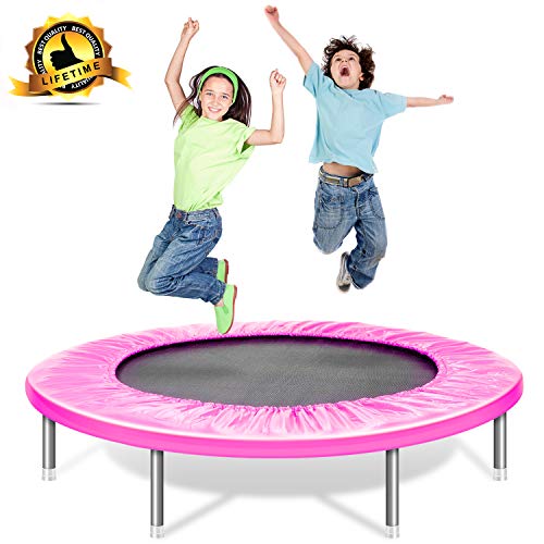 Shizzz, Kids Trampoline with bar,Foldable Mini Fitness Trampoline 36,38,45 inch with Safety Pad
