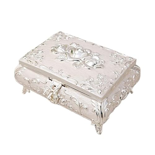 SBZIOJHDR Vintage jewelry box, Metal Creative European Retro Jewelry Box Ring Lockable Large Desktop(Style3)