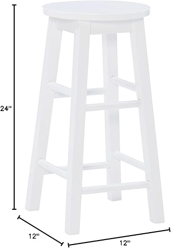 Vista 17 de Taburete de 24 pulgadas Zeke Blanco con asiento redondo de Linon