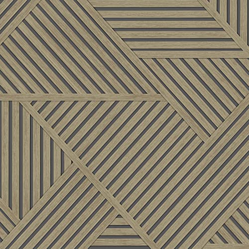 Papier peint géométrique effet bois naturel Holden 13202 Beige/marron Cover