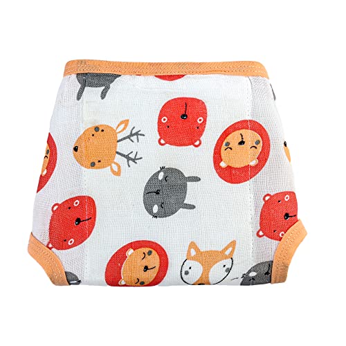 Image of Pom Pom Sweethearts Washable Reusable Printed Welcro Self Fastener Cotton Muslin Nappy, Langot For New Born Baby - Pack of 5 (Animal Face Print 3-6 Months)