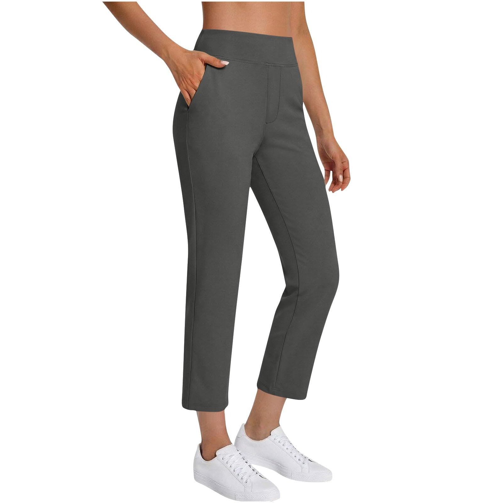 Pantaloni da yoga da donna, taglie forti, leggings elasticizzati a vita alta, comodi, con tasche, vestibilità dritta, per fitness, palestra, allenamento, uso quotidiano