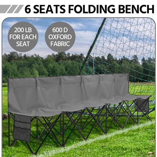 image for Yaheetech 6 Seats Foldable Sideline Bench for Sports Team Portable Cam