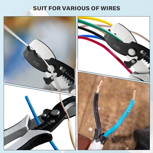 Image of BOOSDEN 8 inch Cable Cutters & Stripper, Awg Wire Cutters, Heavy Duty, Spring Loaded, Non-Slip Plastic Handle, Manganese Steel Blades