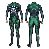 PLATU Costume Halloween Enfants Combinaison Mysterio Combinaison Cosplay Super-héros Tenues Spectacle Carnaval Jeu Rôle Déguisement Zentai Onesies Film Anime,Green-Adult/L/165~170cm