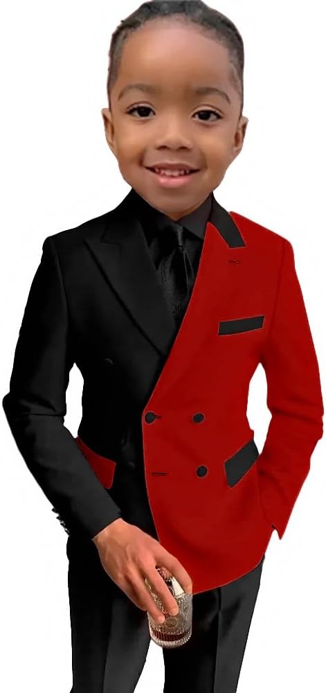 SAROULU Boys Suit 2 Piece Set - Beige Classic Fit Long Sleeve Button Closure Boys Formal Suit