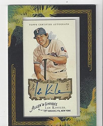 Ian Kinsler Autographed Framed Allen & Ginter Mini Collectible Baseball Card - 2008 Topps Allen & Ginter Baseball Card #AGA-IK (Rangers)