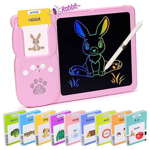 Toddlers Learning Educational Toys Gifts for 2 3 4 5 6 7 8 Year Old Boys and Girls Kids, Autism Sensory Toy for Autistic Children, Talking Flash Cards with LCD Drawing Scribble Boards Montessori Toys