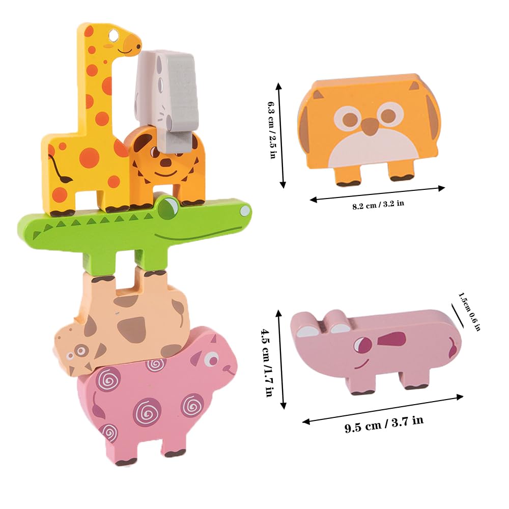 Giochi Legno Bambini, Montessori Impilabili Animali Blocchi Costruzione, Bambino Educativi Gioco Equilibrio Giocattolo in Legno Regalo per Bimbo Ragazzi Ragazze 2 3 4 Anni