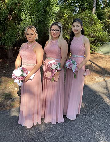 Wedtrend Blush Vintage Lace The Mother Of The Bride Dress, Summer Women's Halter Floral Sleeveless Long Prom Dress Swing Cocktail Party Wedding Gown Floor Length Wedding Guest Dress Wt0201Blushs #TOP3