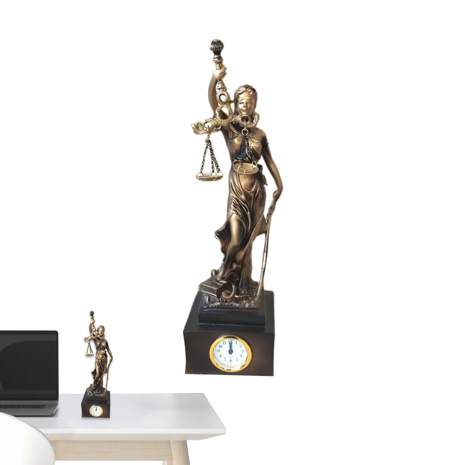 Statue de la Justice figurine ornement horloge pour bureau et salon