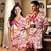 Depleadofei Pink Palm Tree Couple Pajamas Matching Sets Button Down Sleepwear with Shorts Summer Sleep Shirts Comfy 2 Piece Hawaiian Pjs Sets for Women Men Fashion Loungewear