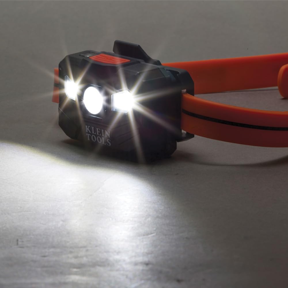 KLEIN TOOLS Lampe frontale LED rechargeable, bande en silicone, 400 lm, autonomie toute la journée, pour le travail, la course, la randonnée en plein air, le camping 56064