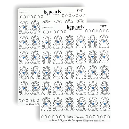 kcpearls Creates Daily Water Tracker Stickers for Planners Calendars Journals Hydration Habits Self Care Goal 60 Stickers Total 30 On Each Sheet