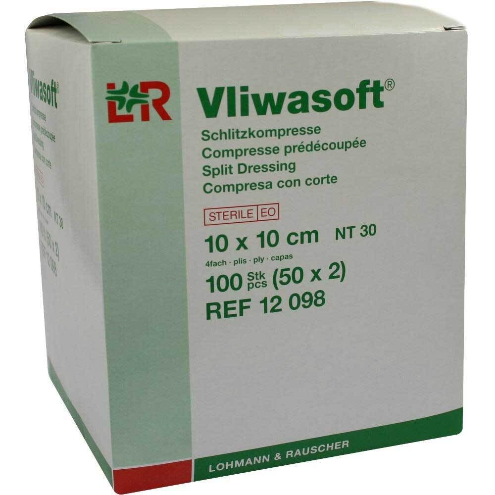 VLIWASOFT Schlitzkompressen 10x10 cm steril 4lagig 50X2 St